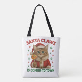 Cat Santa Claws Tote Bag (Achterkant)