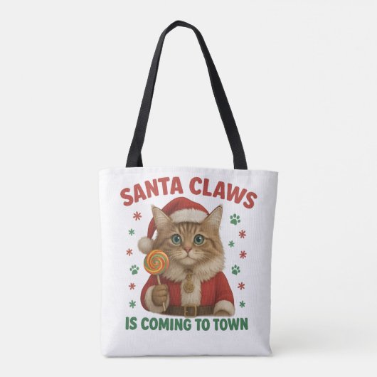 Cat Santa Claws Tote Bag (Achterkant)