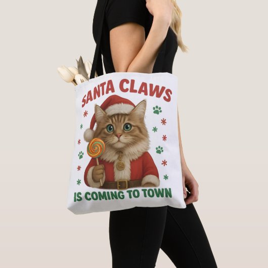 Cat Santa Claws Tote Bag (Dichtbij)