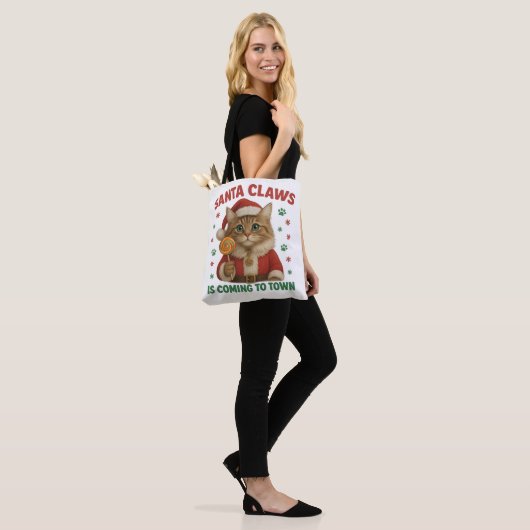 Cat Santa Claws Tote Bag (Op model)