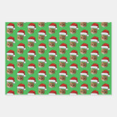 Cat Santa Hat | Aangepaste Gezichtsfoto Roze Kerst Inpakpapier Vel (Voorkant 3)