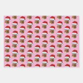 Cat Santa Hat | Aangepaste Gezichtsfoto Roze Kerst Inpakpapier Vel (Voorkant)