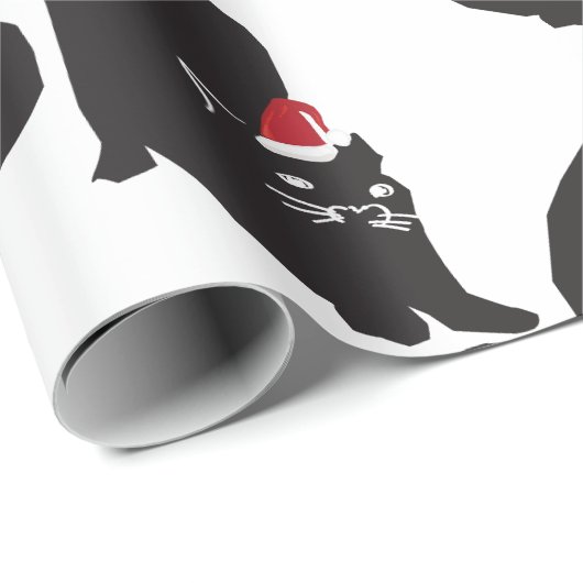 Cat Santa Hat Cadeaupapier (Rol Hoek)