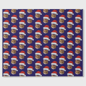 Cat Santa Hat Custom Gezicht Foto Kerstmis Cadeaupapier (Vlak)