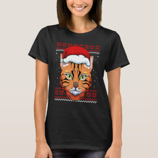 Cat Santa Hat Ugly Christmas Pajama Cute Kitten Ki T-shirt