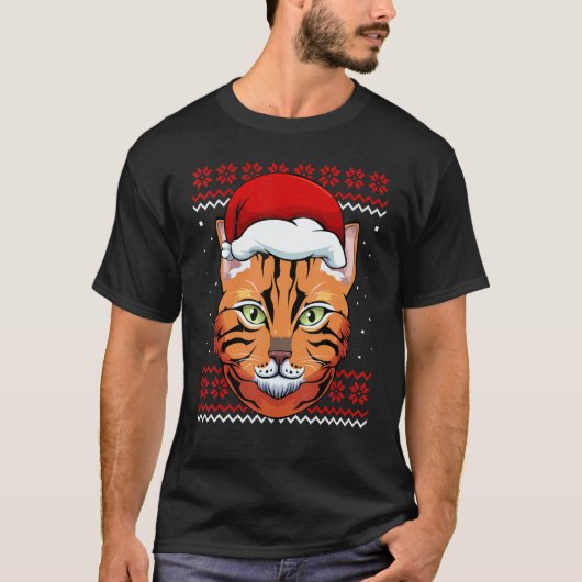 Cat Santa Hat Ugly Christmas Pajama Cute Kitten Ki T-shirt (Voorkant)