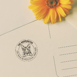 Cat Savannah Familie Retouradres Rubberstempel