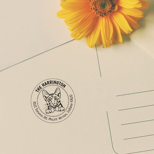 Cat Savannah Familie Retouradres Rubberstempel