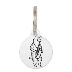 Cat Saxophone Player Musician Jazz Rock Funny Cute Huisdierpenning