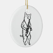 Cat Saxophone Player Musician Jazz Rock Funny Cute Keramisch Ornament (Rechts)