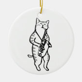 Cat Saxophone Player Musician Jazz Rock Funny Cute Keramisch Ornament (Voorkant)