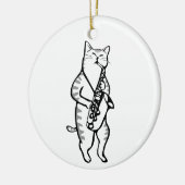 Cat Saxophone Player Musician Jazz Rock Funny Cute Keramisch Ornament (Links)