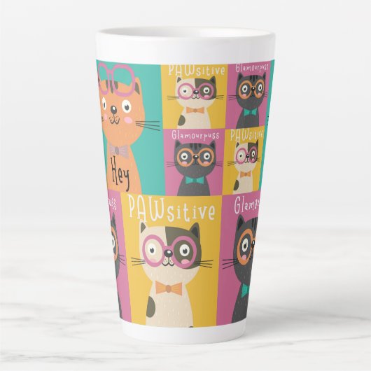 Cat Says Hey Funny Memes Latte Mok (Voorkant)