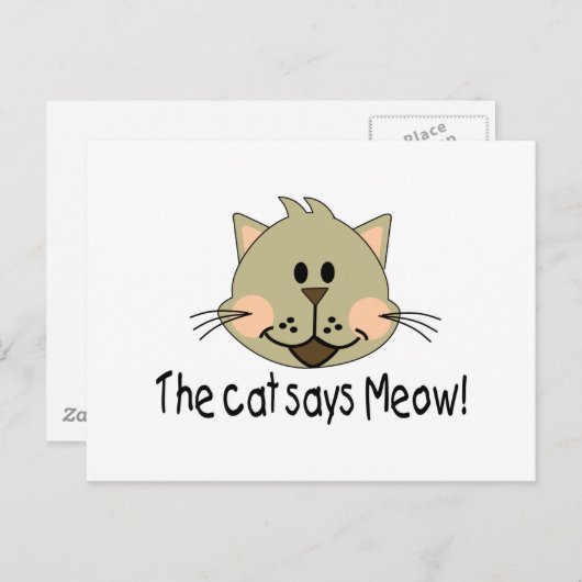 Cat Says Meow Briefkaart (Voorkant / Achterkant)