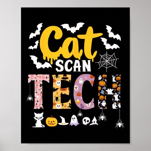 Cat Scan CT Rad Tech Halloween Kostuum Spider Fly Poster (Voorkant)