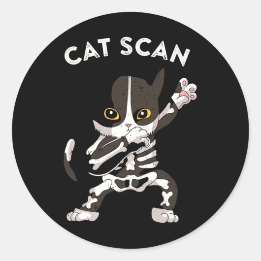 CAT Scan CT Scan Grappig Cat X-ray Pun Meme Rad Te Ronde Sticker (Voorkant)