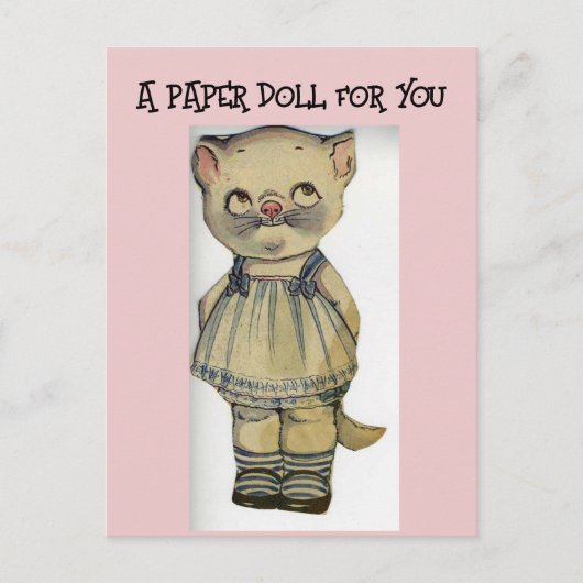 CAT SCHATTIG PAPIER DOLL CUTE BRIEFKAART (Voorkant)