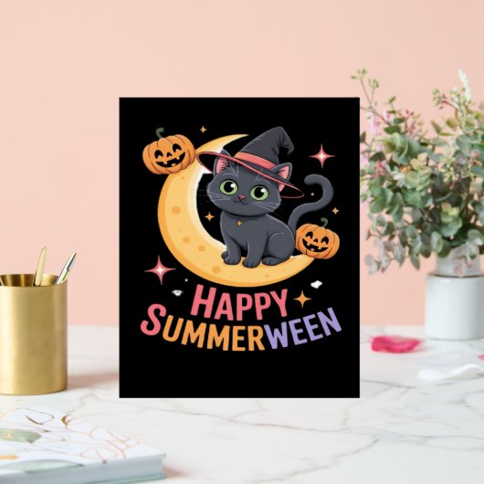 Cat Schattige Halloween Esthetisch Essentieel T-sh Acryl Bord (Huwelijk)