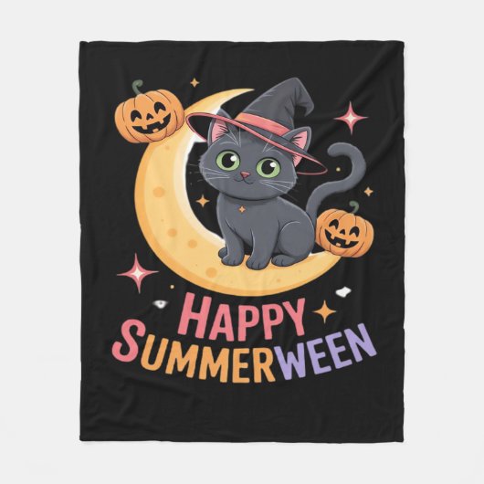 Cat Schattige Halloween Esthetisch Essentieel T-sh Fleece Deken (Voorkant)