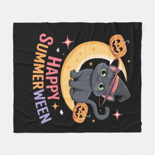 Cat Schattige Halloween Esthetisch Essentieel T-sh Fleece Deken (Voorkant (Horizontaal))