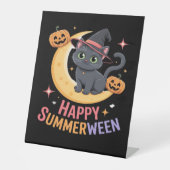 Cat Schattige Halloween Esthetisch Essentieel T-sh Reclamebord Met Voetstuk (Voorkant)