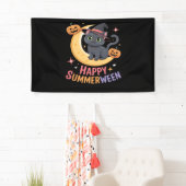 Cat Schattige Halloween Esthetisch Essentieel T-sh Spandoek (Insitu)