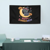 Cat Schattige Halloween Esthetisch Essentieel T-sh Spandoek (Beurs)