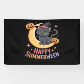 Cat Schattige Halloween Esthetisch Essentieel T-sh Spandoek (Horizontaal)