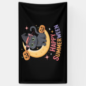 Cat Schattige Halloween Esthetisch Essentieel T-sh Spandoek (Verticaal)