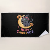 Cat Schattige Halloween Esthetisch Essentieel T-sh Strandlaken (Voorkant)