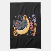 Cat Schattige Halloween Esthetisch Essentieel T-sh Theedoek (Verticaal)