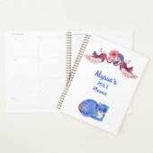 Cat Schattige Kat Waterverf Monogram Naam Kalender Planner (Display)