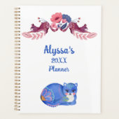 Cat Schattige Kat Waterverf Monogram Naam Kalender Planner (Voorkant)