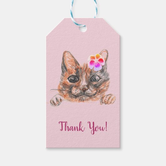 Cat Schattige Tekengeschenk Label Cadeaulabel (Voorkant)
