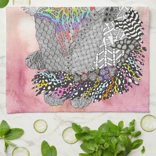 Cat-schildering van de Waterverf van het schilderi Theedoek (Gevouwen)