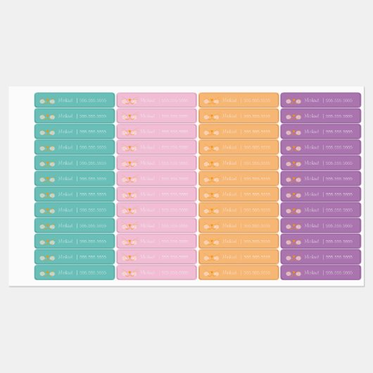 Cat School Class Lunch Naam Nummer Labels (Vel)