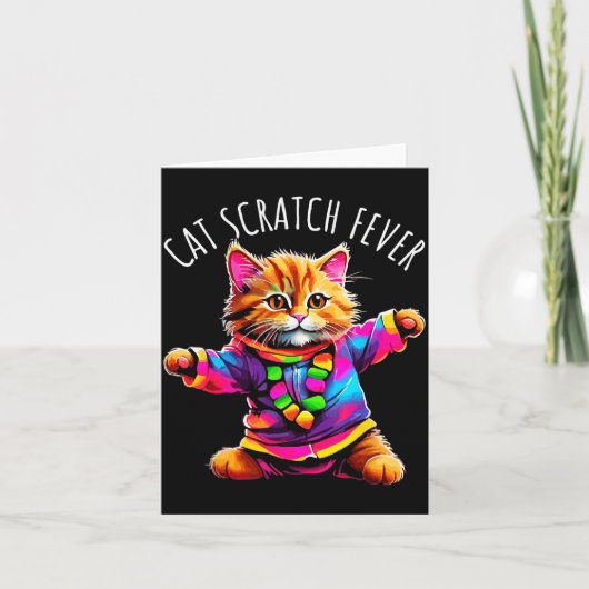 Cat Scratch Fever Funny Cute Colorful Dancing Cat Kaart (Voorkant)
