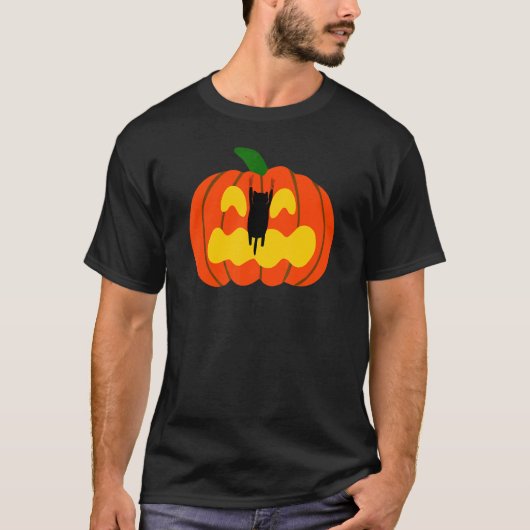 Cat Scratch Jack O' Lantern Pumpkin Halloween T-shirt (Voorkant)