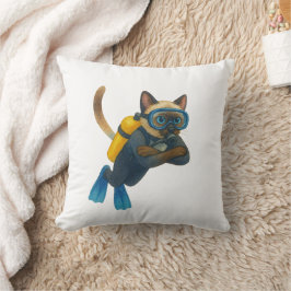 Cat scuba divers dive in the sea kussen