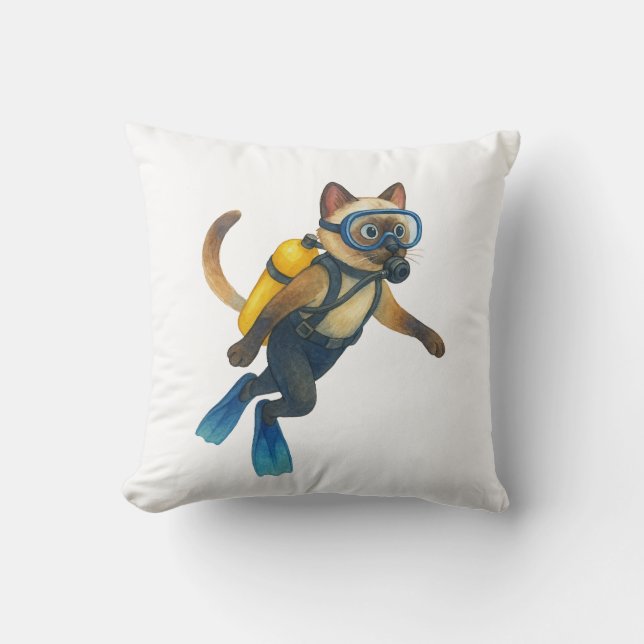 Cat scuba divers dive in the sea kussen (Voorkant)