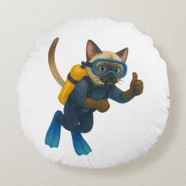 Cat scuba divers dive in the sea rond kussen