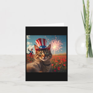 Cat Selfie 4 juli Amerikaanse vlag Patriottisch Ve Kaart