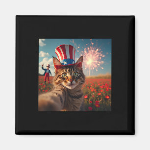 Cat Selfie 4 juli Amerikaanse vlag Patriottisch Ve Magneet