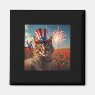 Cat Selfie 4 juli Amerikaanse vlag Patriottisch Ve Magneet
