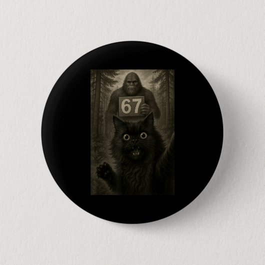 Cat Selfie 67 Meme Six Seven Funny Bigfoot  Ronde Button 5,7 Cm (Voorkant)
