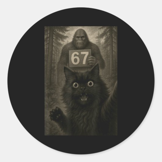 Cat Selfie 67 Meme Six Seven Funny Bigfoot  Ronde Sticker (Voorkant)