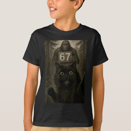 Cat Selfie 67 Meme Six Seven Funny Bigfoot  T-shirt (Voorkant)