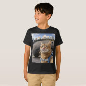 Cat Selfie bij Chicago Bean Kinder Basic T-Shirt (Voorkant volledig)