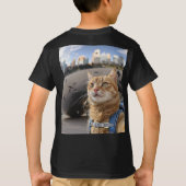 Cat Selfie bij Chicago Bean Kinder Basic T-Shirt (Achterkant)
