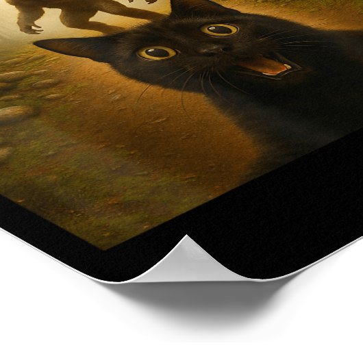 Cat Selfie met Bigfoot Funny Cats Cadeaus voor Man Poster (Hoek)